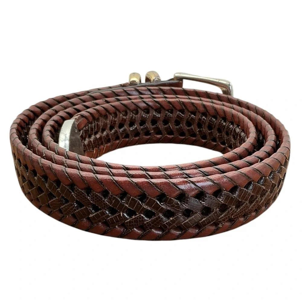 Roundtree & Yorke Brown Braided Belt Full Grain Cowhide Size‎ 44